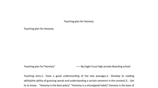 Teaching plan for Honesty