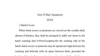 Unit 22 Ship’ Equipment