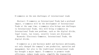 ecommerce on the new challenges of international trade_17896