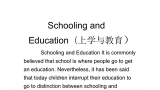 SchoolingandEducation(上学与教育