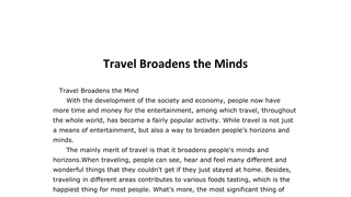 Travel Broadens the Minds