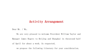 Activity Arrangement