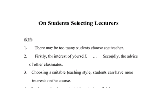 On Students Selecting Lecturers 2