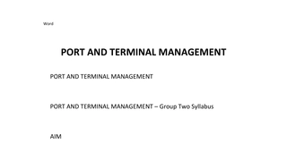 PORT AND TERMINAL MANAGEMENT