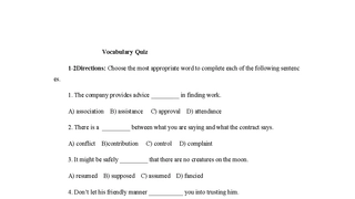Vocabulary Quiz