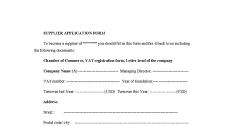 SUPPLIER APPLICATION FORM