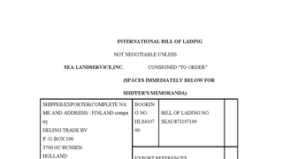 INTERNATIONAL BILL OF LADING