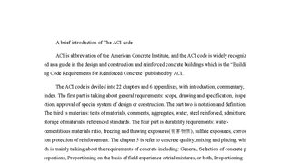 A brief introduction of The ACI code