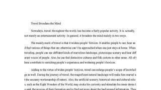 Travel Broadens the Mind