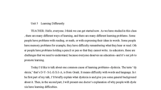 Unit 5   Learning Differently