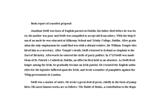 Book report of a modest proposal