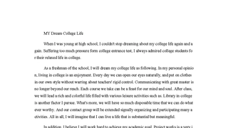 MY Dream College Life