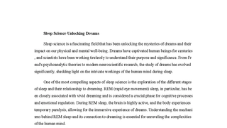Sleep Science Unlocking Dreams