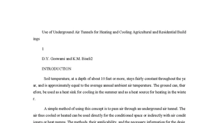 Use of Underground Air Tunnels for Heating and Cooling