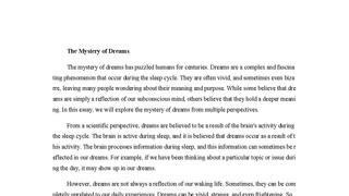 The Mystery of Dreams