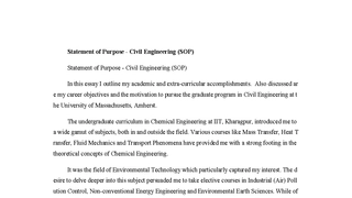 Statement of Purpose(ce)