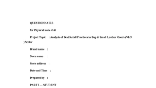 QUESTIONNAIRE for retail stores