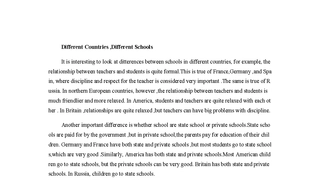 Different Countries,Different Schools