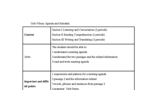 Unit 9 Busy Agenda and Schedule