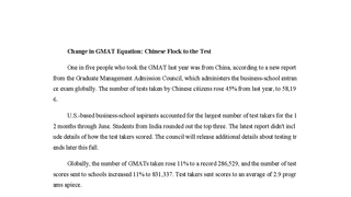Change in GMAT Equation - chinese flock to the Test