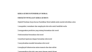 KERJA KURSUS PENDIDIKAN MORAL