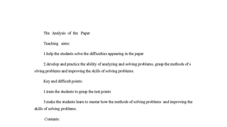 The Analysis of the Paper