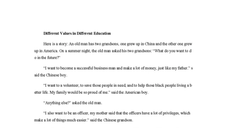 Different Values in Different Education