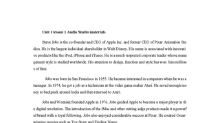 Unit 1 lesson 1 Audio Studio materials