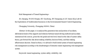Risk Management of Tunnel Engineering