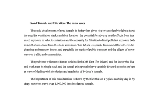 Road Tunnels and Filtration